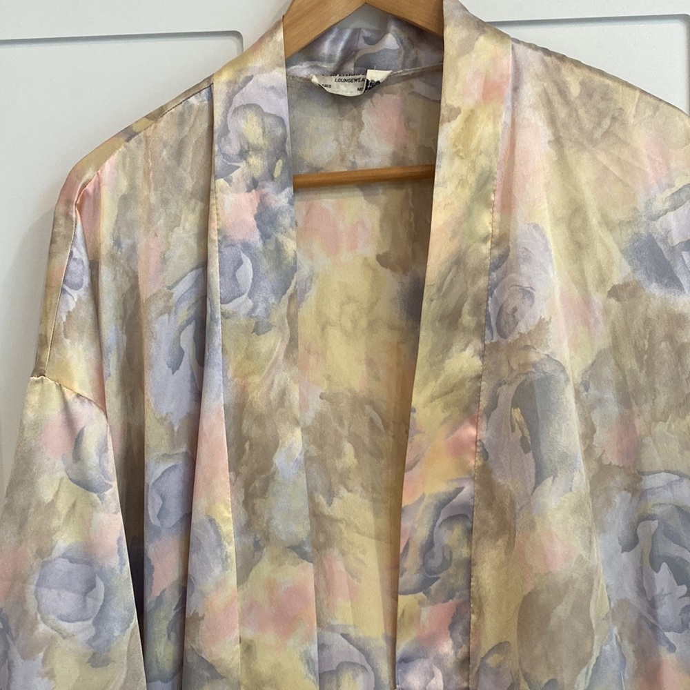 Floral Satin Kimono Robe - Picture 2 of 3